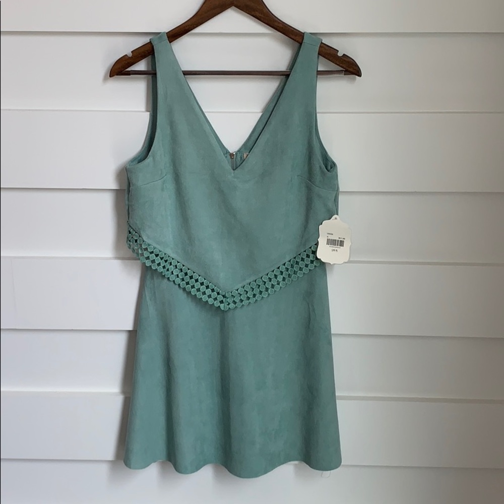 (NWT) Dusty Jade Faux Suede Mini Dress